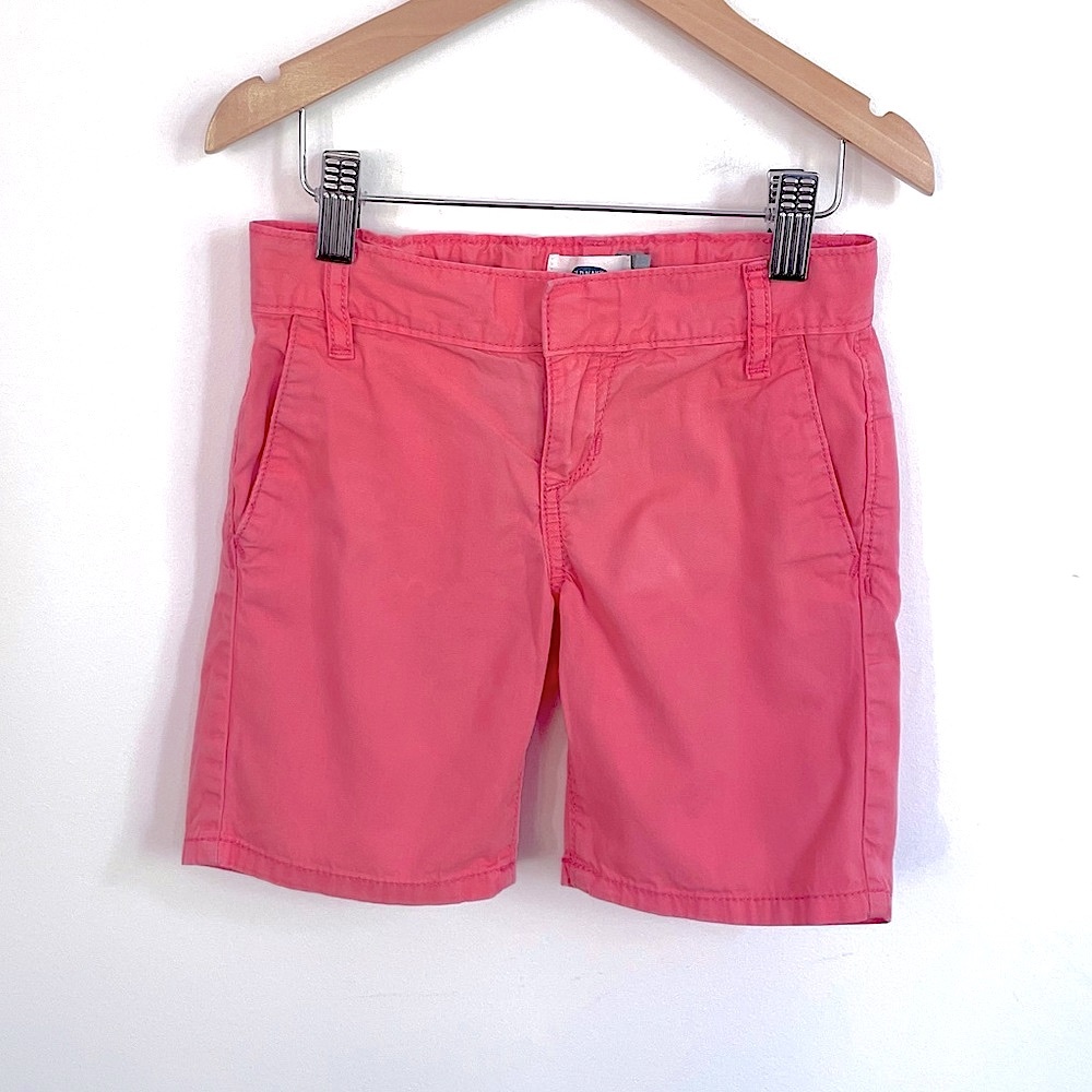 4/$20💥Chino Flat Front Long Shorts, Coral Pink, Front Pockets, Gender-Neutral